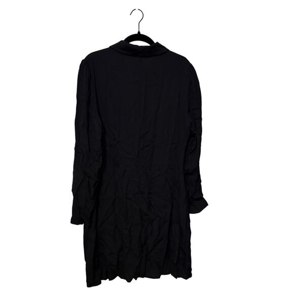 Reformation Black Gold Hugh Crepe Shirt Mini Dress Size 12 - Picture 6 of 10